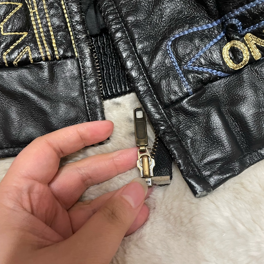 Vintage East Side Outerwear Embroidered Leather Bomber Jacket - Picture 8 of 14
